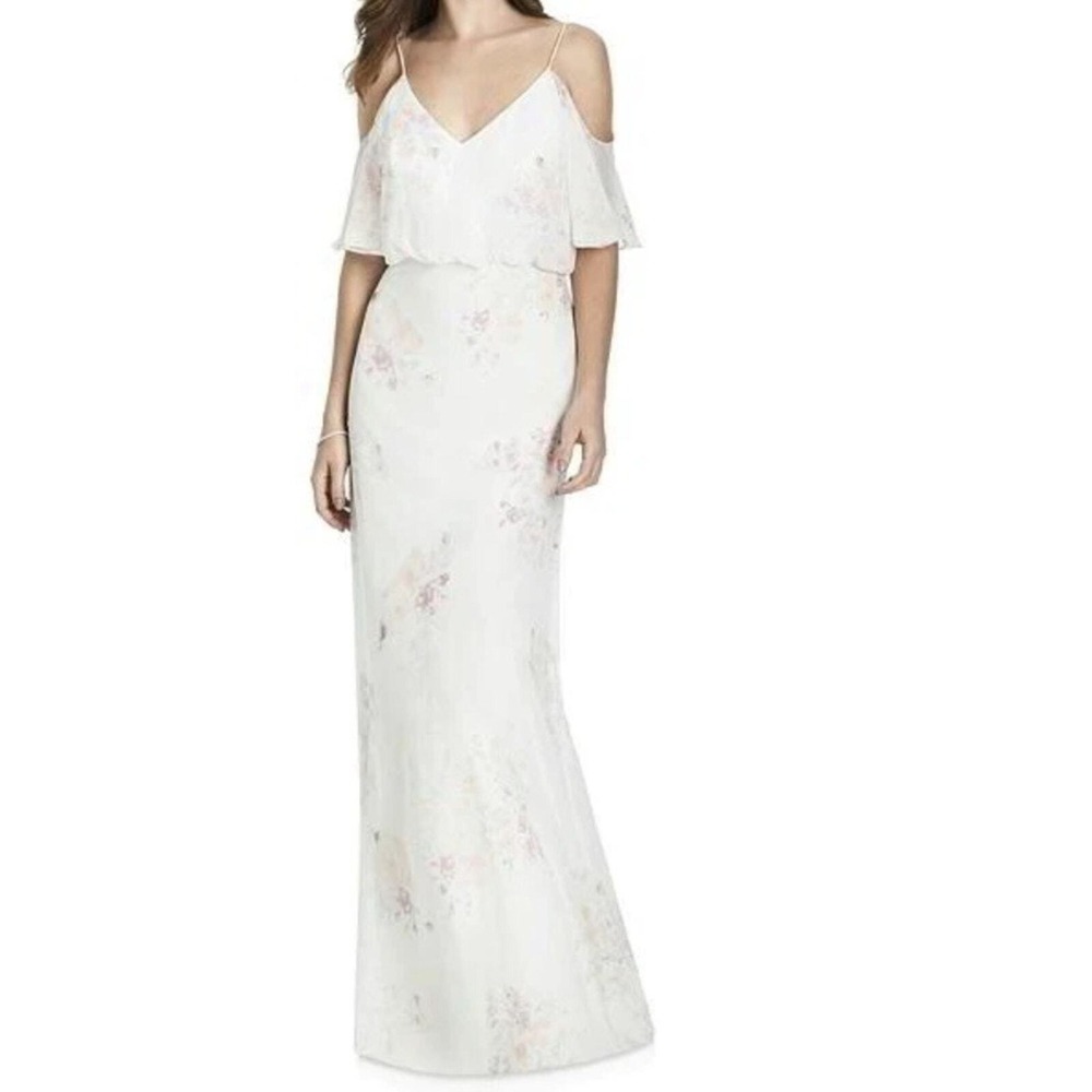 After Six White Floral Cold Shoulder Maxi Dress Size 12